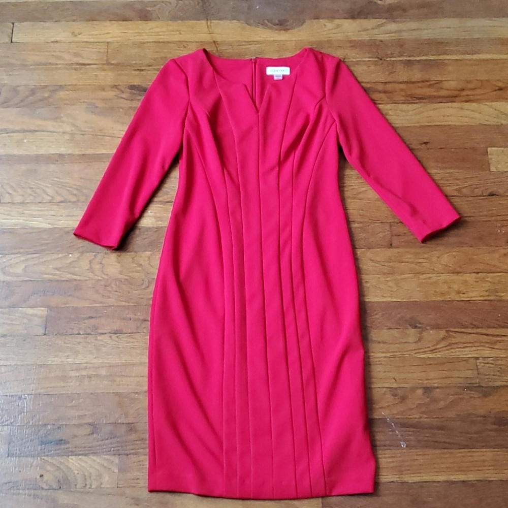 Calvin Klein V-Neck Seamed Dress